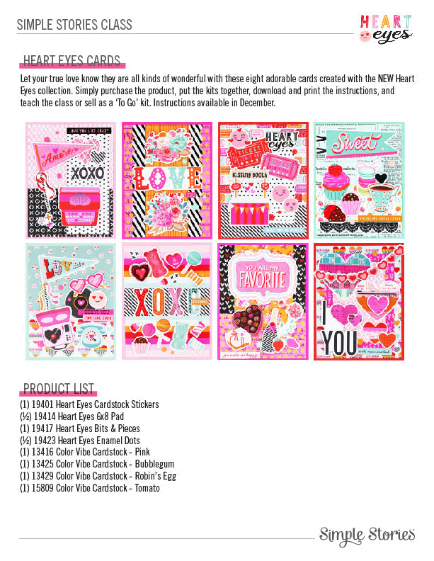 Simple Stories - CARD CLASS PDF Instructions - Heart Eyes