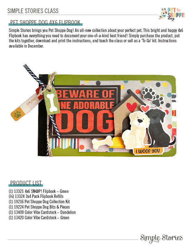 Simple Stories - 4x6 Flipbook PDF Instructions - Pet Shoppe