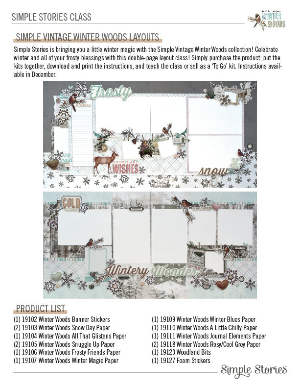 Simple Stories - 12x12 Layouts PDF Instructions - Simple Vintage Winter Woods